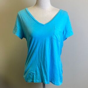 Max Studio Turquoise V-Neck Short Sleeve Tee